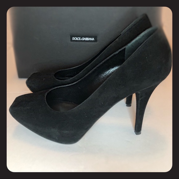 Dolce & Gabbana 90s Style Black Suede Heels - Picture 2 of 15